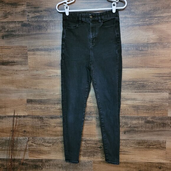American Eagle Jeans 4 S Jegging Curvy Next Level Stretch Highest Rise Black - Picture 1 of 12